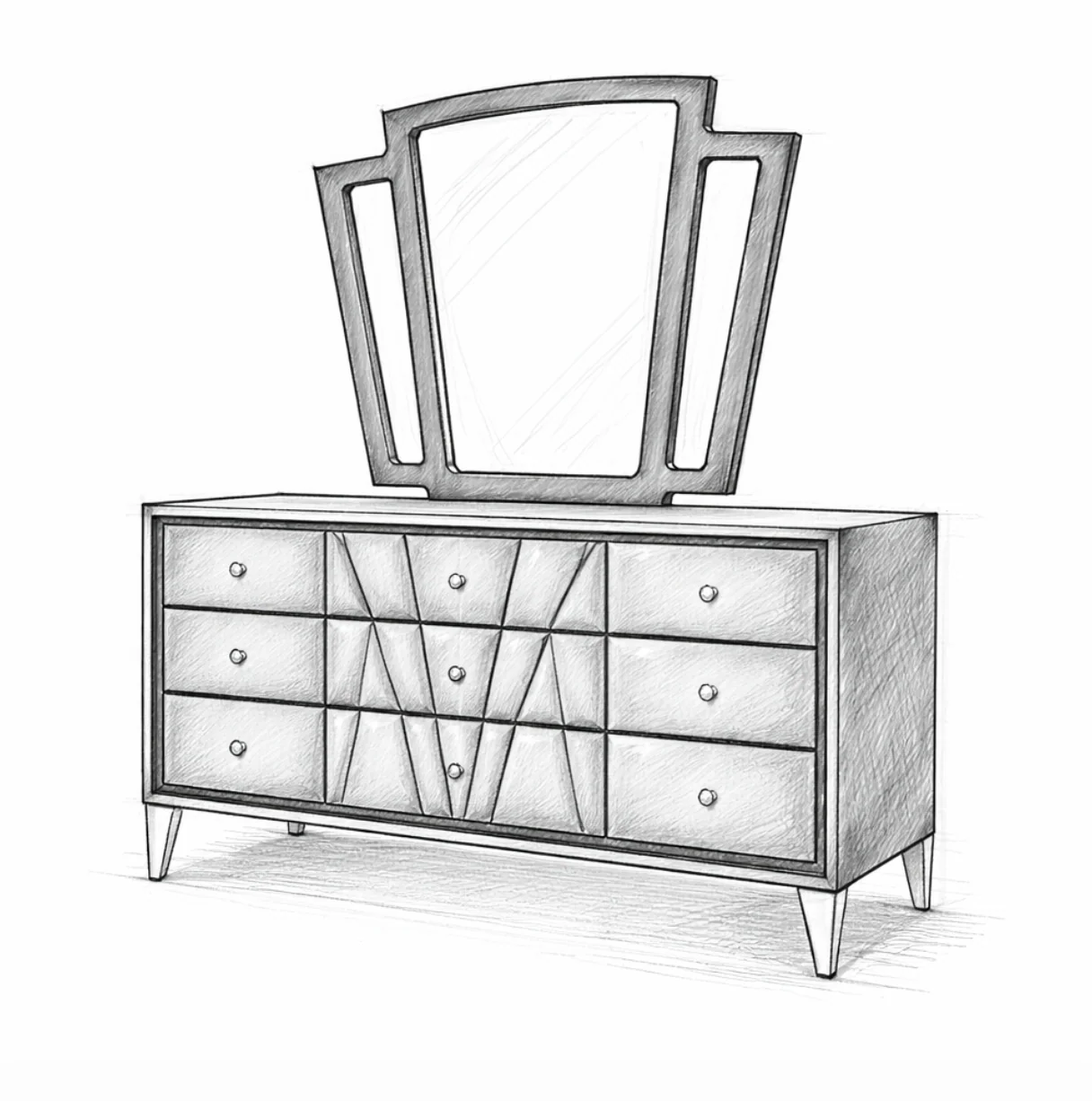 Carissa Dressing Table & Mirror - Black - Image 3