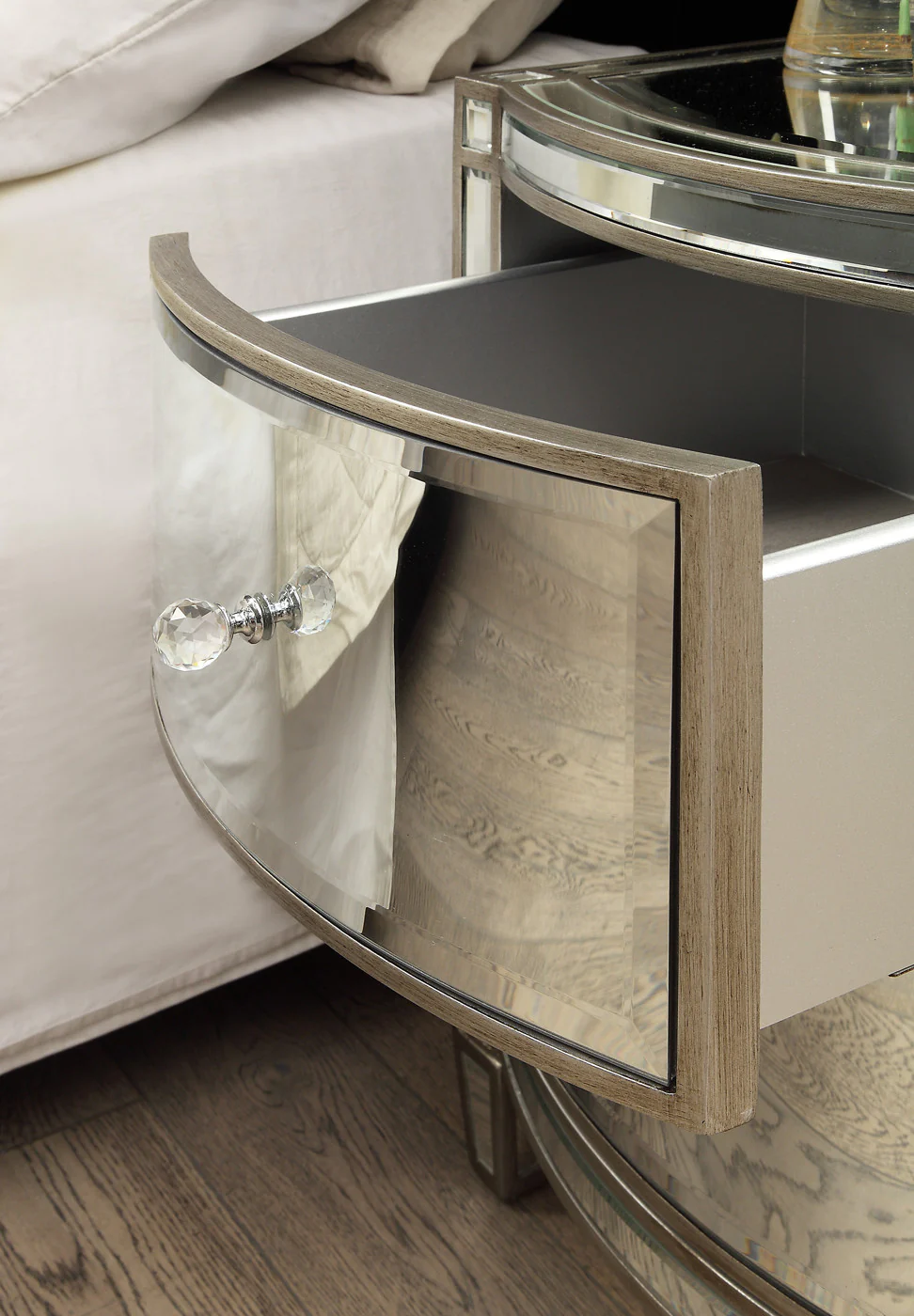 Rochelle Mirror 2 Drawer Bedside Table - Image 3
